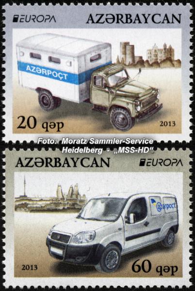 Stamp issue Azerbaijan: EUROPA CEPT Companionship 2013 - The postman van