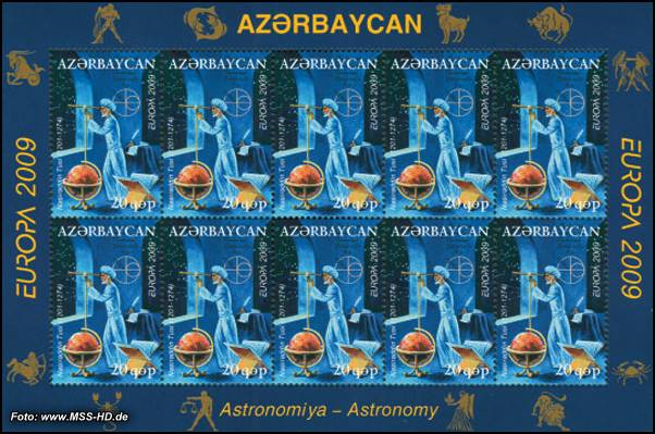 Stamp Issue Azerbaijan: Europe CEPT Companionship 2009 Astronomy