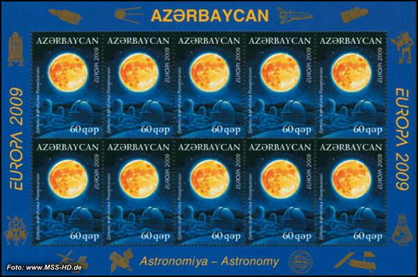 Briefmarken-Ausgabe Aserbaidschan: Europa CEPT Gemeinschaftsausgabe 2009 Astronomie