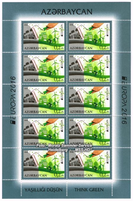 Briefmarken-Ausgabe Aserbaidschan: EUROPA CEPT Gemeinschaftsausgabe 2016 - Umweltbewusst leben
