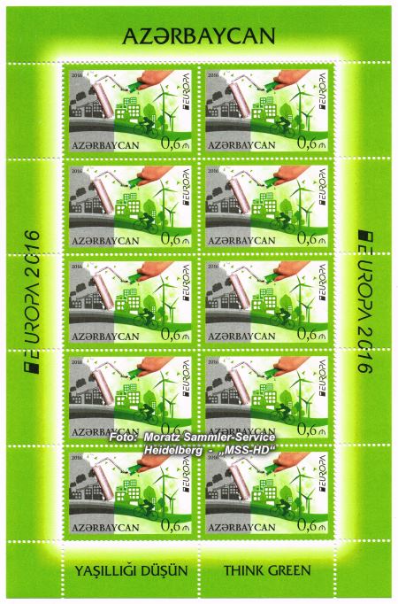 Briefmarken-Ausgabe Aserbaidschan: EUROPA CEPT Gemeinschaftsausgabe 2016 - Umweltbewusst leben