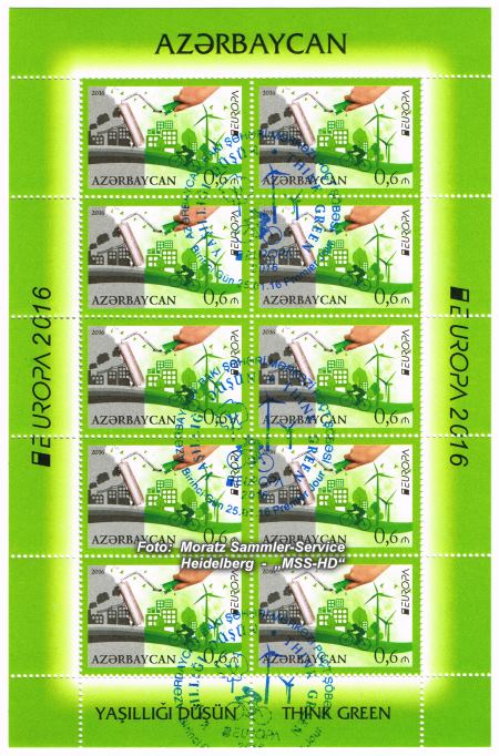 Briefmarken-Ausgabe Aserbaidschan: EUROPA CEPT Gemeinschaftsausgabe 2016 - Umweltbewusst leben