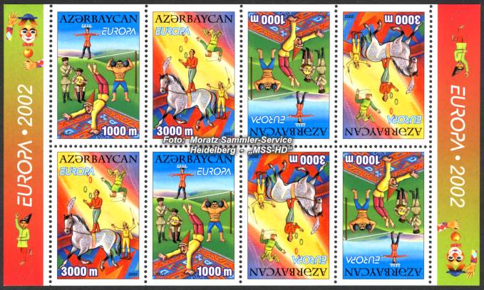 Briefmarken-Ausgabe Aserbaidschan: Europa CEPT Gemeinschaftsausgabe 2002 - Zirkus