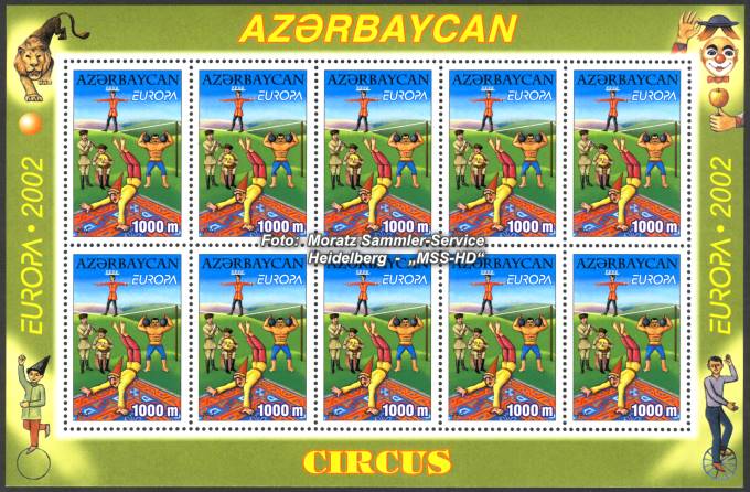 Briefmarken-Ausgabe Aserbaidschan: Europa CEPT Gemeinschaftsausgabe 2002 - Zirkus