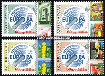 Briefmarken-Ausgabe Aserbaidschan: 50 Jahre Europa-Marken - Überdruck gezähnt, 686-89A