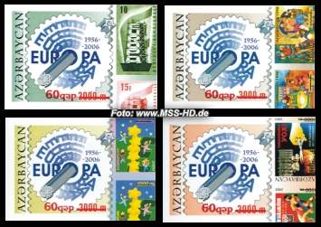 Briefmarken-Ausgabe Aserbaidschan: 50 Jahre Europa-Marken - Überdruck ungezähnt, 686-89B
