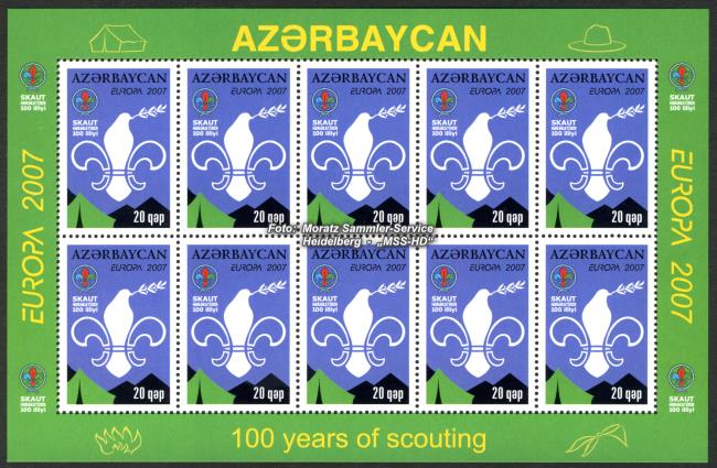 Briefmarken-Ausgabe Aserbaidschan: Europa CEPT Gemeinschaftsausgabe 2007 - Pfadfinder