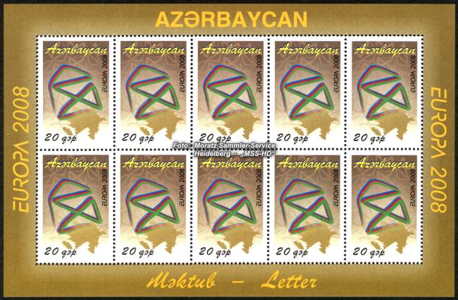Briefmarken-Ausgabe Aserbaidschan: Europa CEPT Gemeinschaftsausgabe 2008 - Der Brief