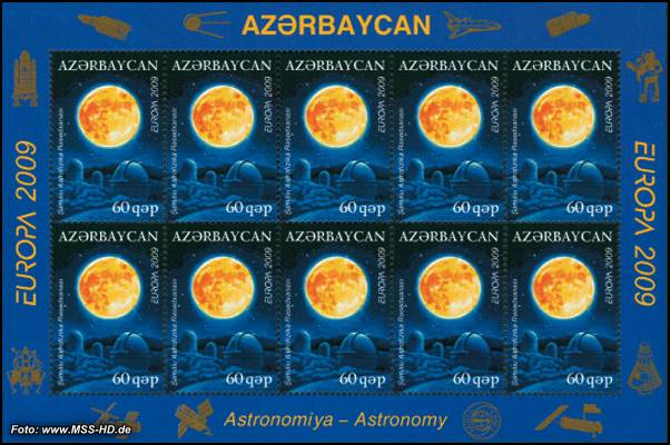 Stamp Issue Azerbaijan: Europe CEPT Companionship 2009 Astronomy