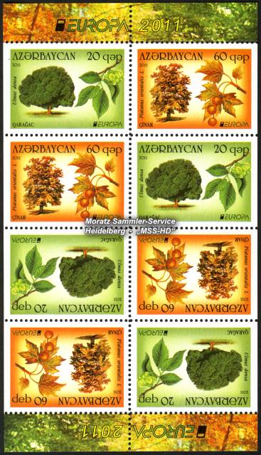Briefmarken-Ausgabe Aserbaidschan: Europa CEPT Gemeinschaftsausgabe 2011 Wälder