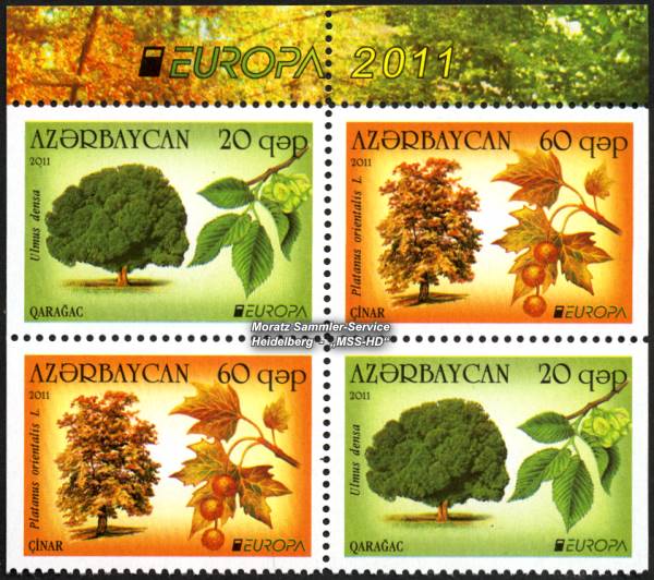 Briefmarken-Ausgabe Aserbaidschan: Europa CEPT Gemeinschaftsausgabe 2011 Wälder