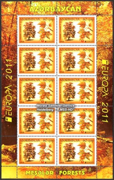 Briefmarken-Ausgabe Aserbaidschan: Europa CEPT Gemeinschaftsausgabe 2011 Wälder