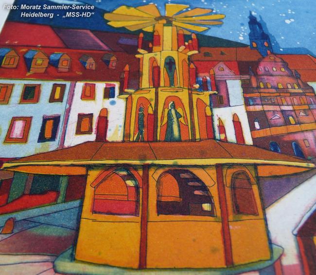 Gerhard Hofmann: Original-Farbradierung "Heidelberger Weihnachtsmarkt"